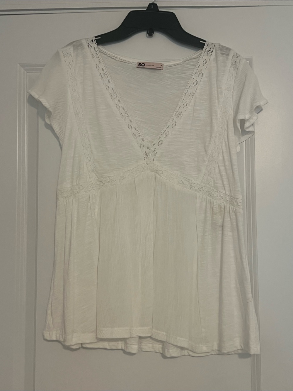 Kohl's SO White Lace-Trim V-Neck Tunic Top
